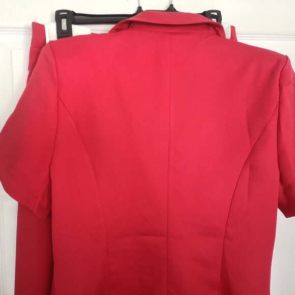 Red Blazer And Wide Leg Pants Suit Set L - Picture 11 of 13